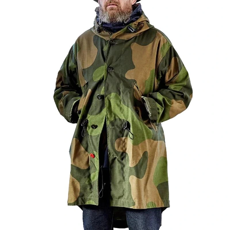 ¡¾24-hour shipping¡¿Men’s Camouflage Hooded Single Breasted Trench Coat 50959666Z